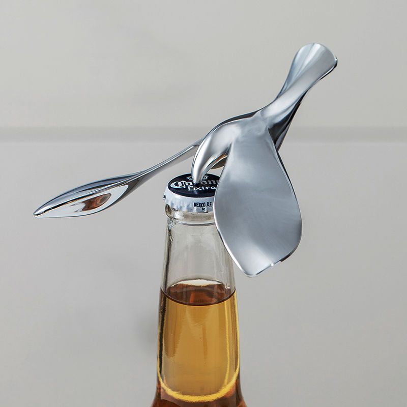Flying Bird Balance Bottle Opener-Multifunctional Red Wine and Beer Opener, Exquisite Ornament Kitchen Utensils Stainless rotary modern mist olive oil dispenser Steel Metal Home Silver cool