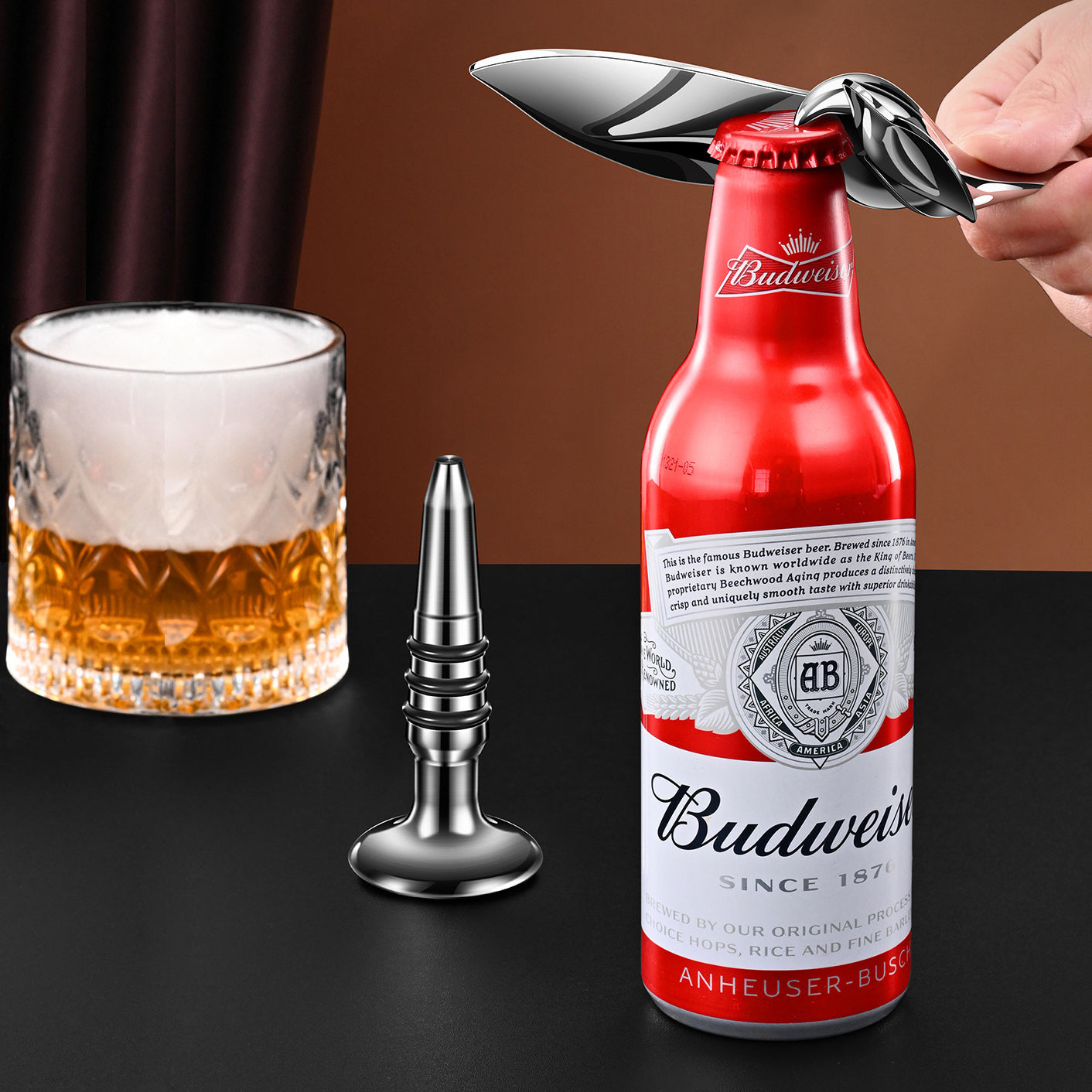 Flying Bird Balance Bottle Opener-Multifunctional Red Wine and Beer Opener, Exquisite Ornament Kitchen Utensils Stainless rotary modern mist olive oil dispenser Steel Metal Home Silver cool