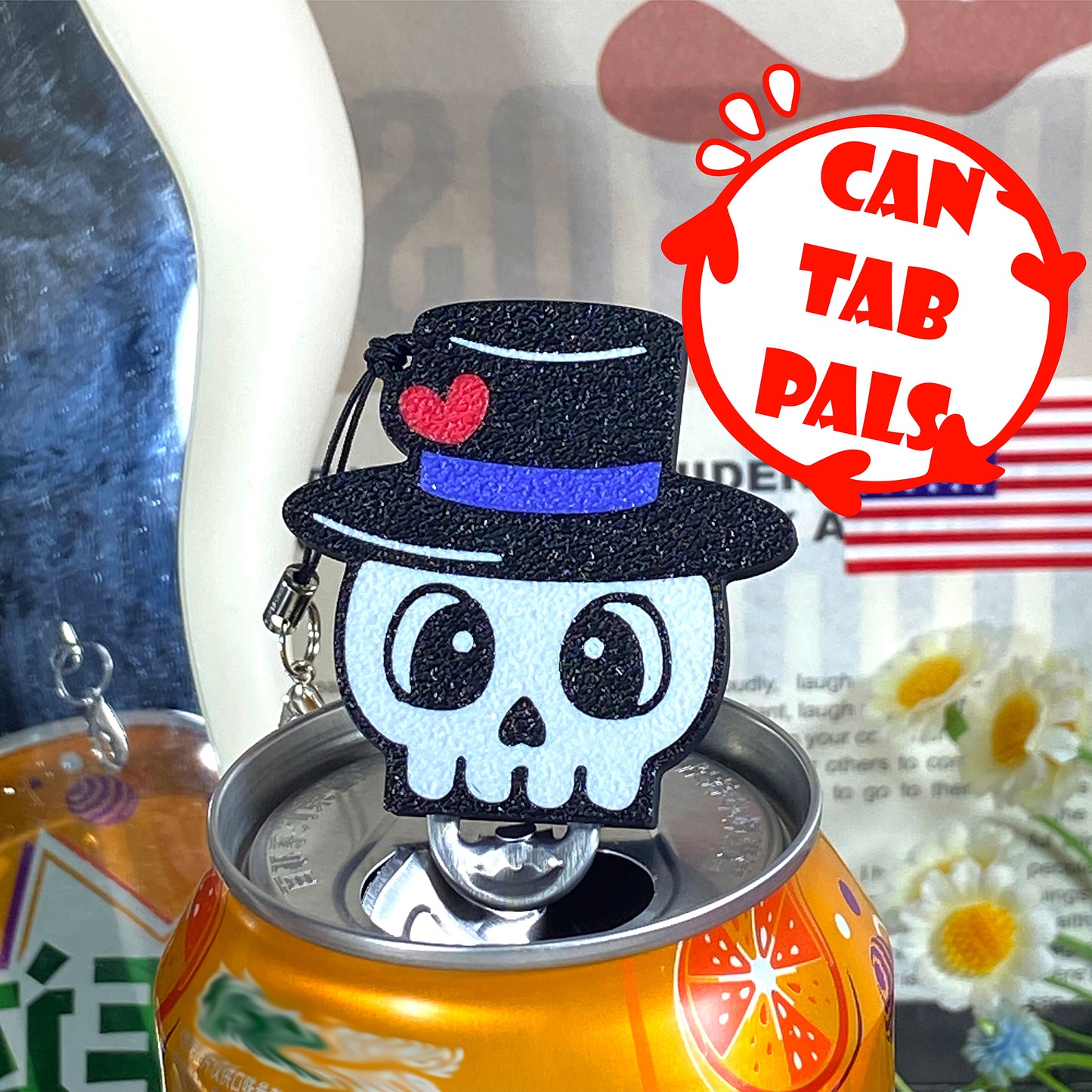 CTABPALS Cute Skull Soda Can Opener Pop Can Tab Opener With Keychain Strap Help for Long Nails,Kids,Sore Hands,Arthritis