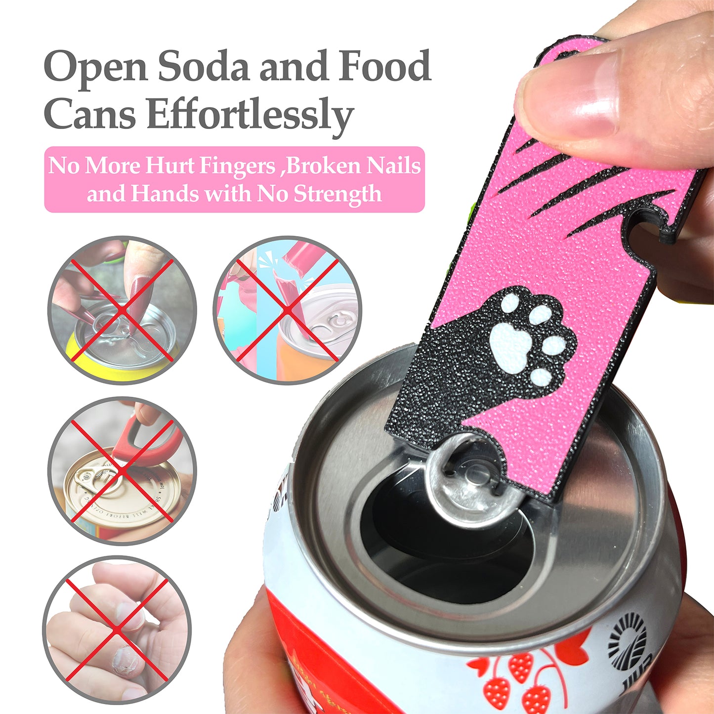 CTABPALS 2 in 1 Soda Can Opener Pop Can Tab Opener Keychain Help for Long Nails,Sore Hands,Arthritis
