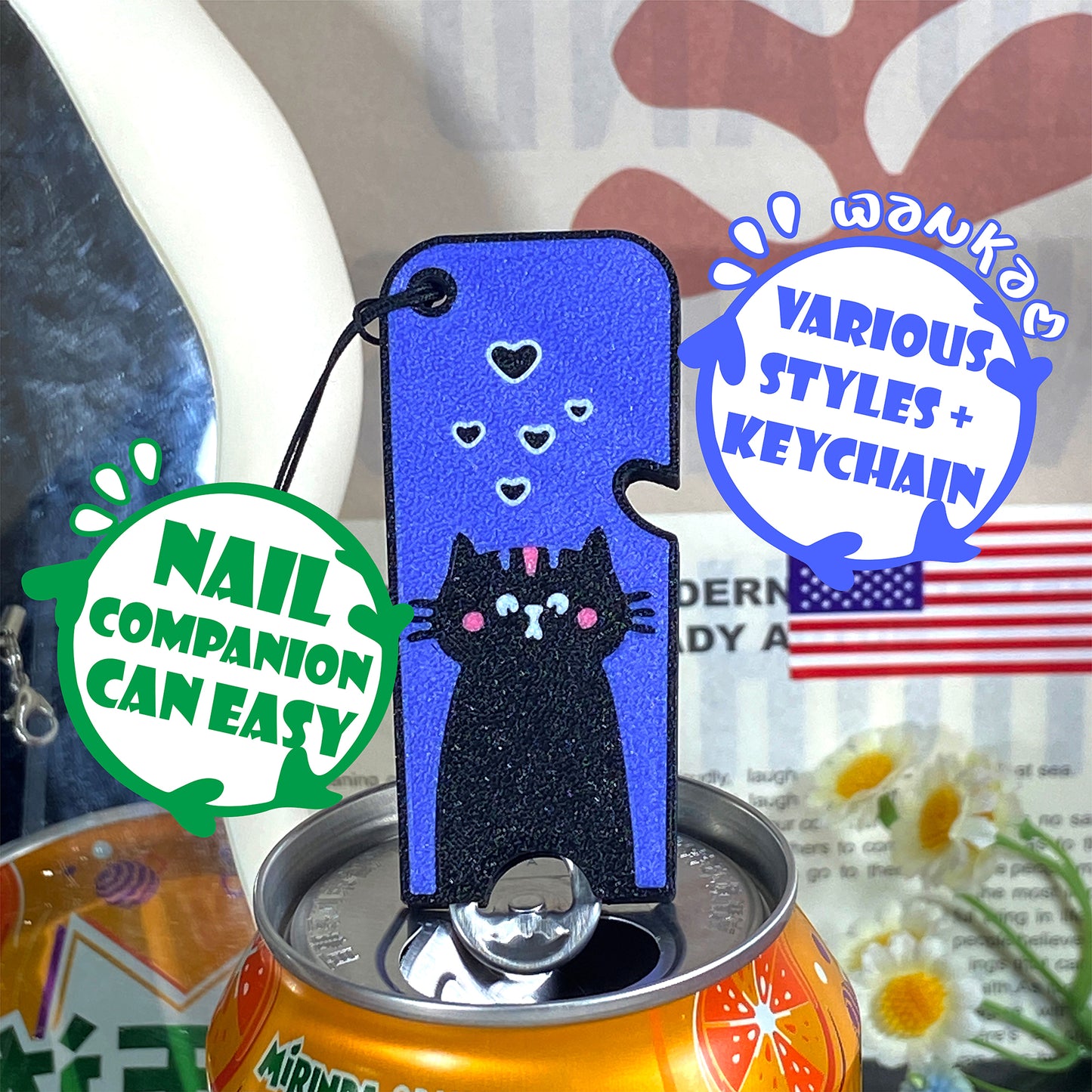 CTABPALS 2 in 1 Soda Can Opener Pop Can Tab Opener Keychain Help for Long Nails,Sore Hands,Arthritis