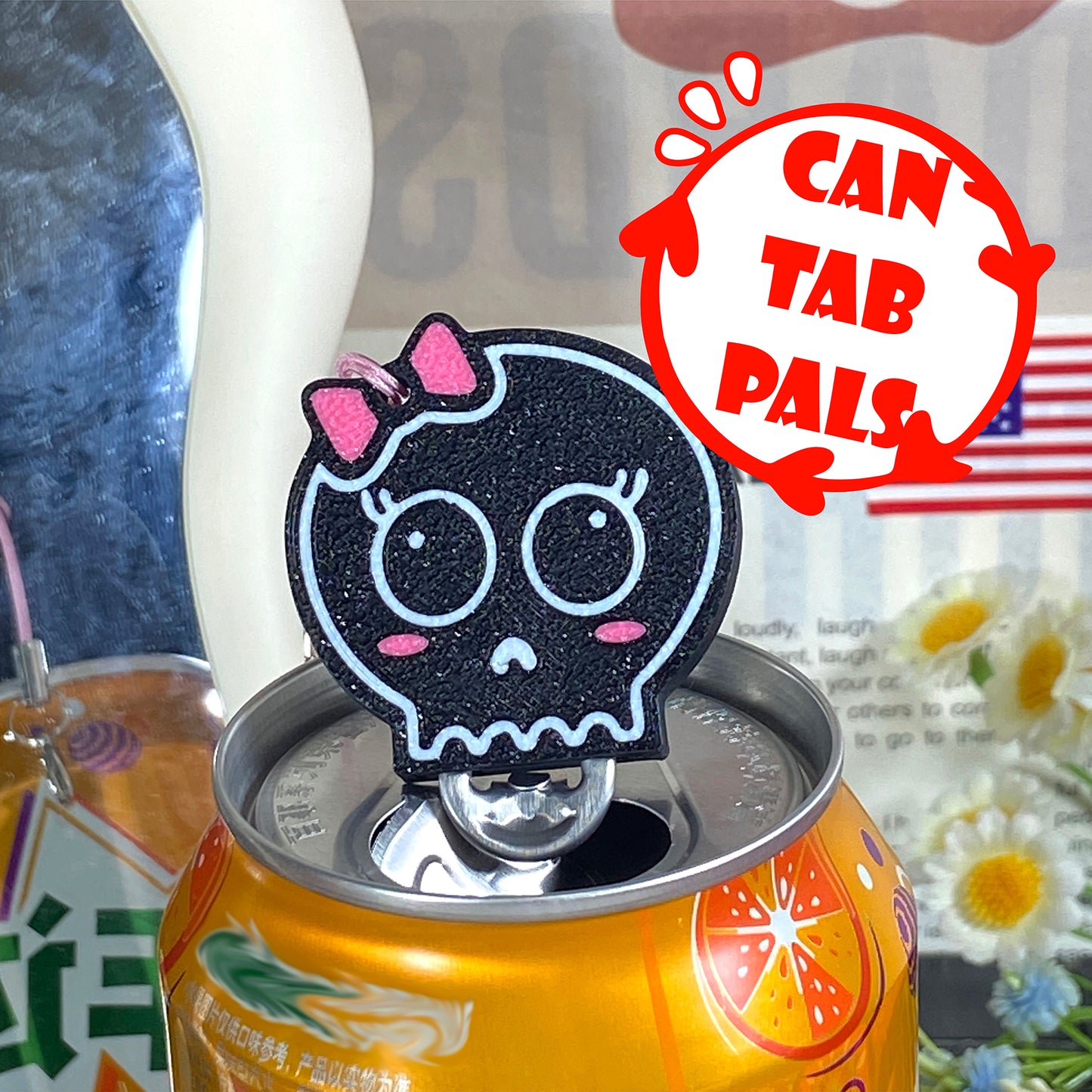 CTABPALS Cute Skull Soda Can Opener Pop Can Tab Opener With Keychain Strap Help for Long Nails,Kids,Sore Hands,Arthritis