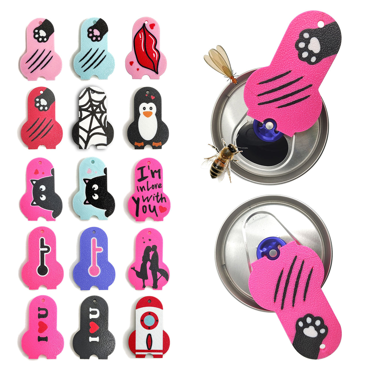 CTabPals New Improved Soda Can Opener Can Cover for Soda Easy Tab Opener and Drink Protector Cute Beverage Barricade for Coke Shields from Bugs,Bees,Flies,Dust at Party,BBQ,Beach