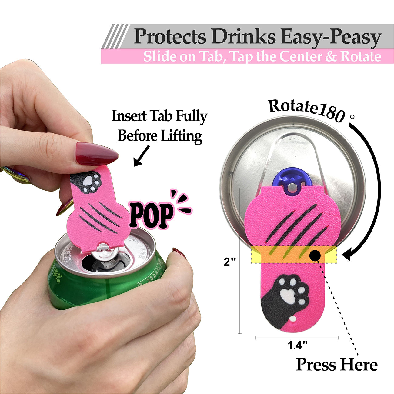 CTabPals New Improved Soda Can Opener Can Cover for Soda Easy Tab Opener and Drink Protector Cute Beverage Barricade for Coke Shields from Bugs,Bees,Flies,Dust at Party,BBQ,Beach