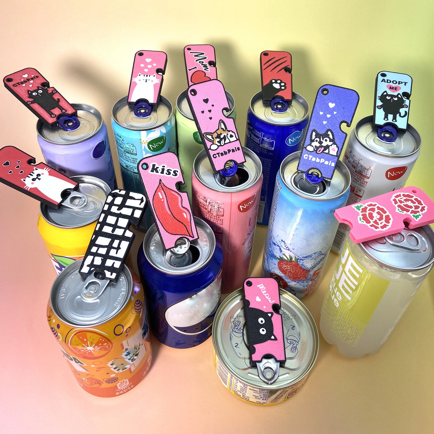 CTABPALS 2 in 1 Soda Can Opener Pop Can Tab Opener Keychain Help for Long Nails,Sore Hands,Arthritis