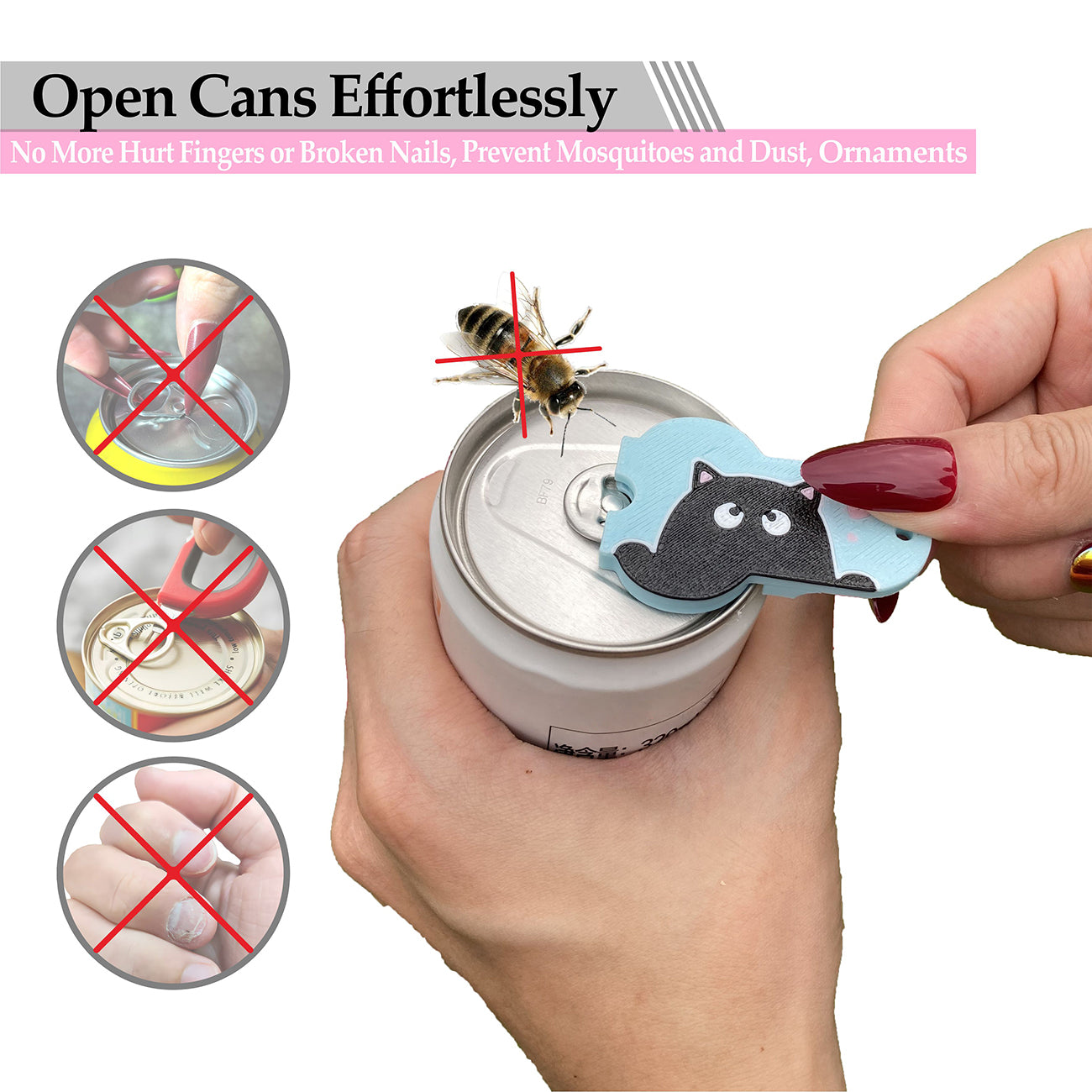 CTabPals New Improved Soda Can Opener Can Cover for Soda Easy Tab Opener and Drink Protector Cute Beverage Barricade for Coke Shields from Bugs,Bees,Flies,Dust at Party,BBQ,Beach