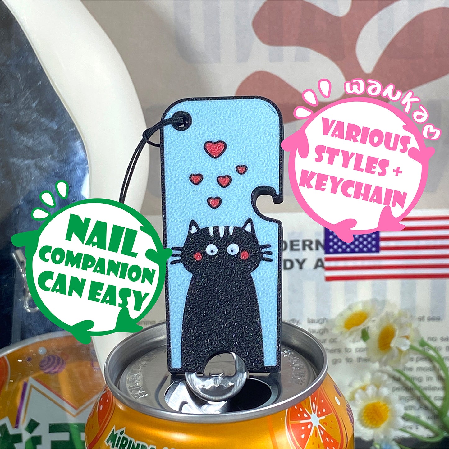 CTABPALS 2 in 1 Soda Can Opener Pop Can Tab Opener Keychain Help for Long Nails,Sore Hands,Arthritis