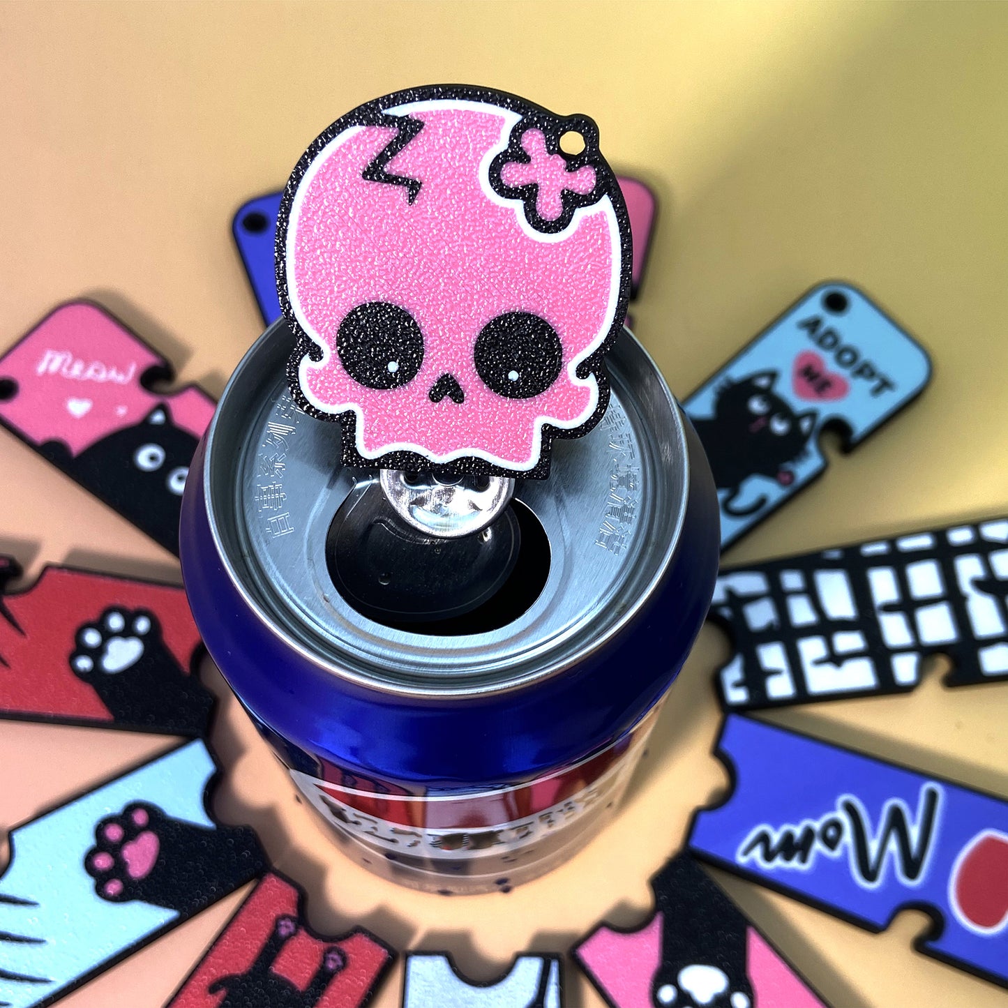 CTABPALS Cute Skull Soda Can Opener Pop Can Tab Opener With Keychain Strap Help for Long Nails,Kids,Sore Hands,Arthritis